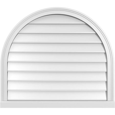 Ekena Millwork Round Top Surface Mount PVC Gable Vent w/ 2"W x 2"P Brickmould Sill Frame, 34"W x 30"H GVPRT34X3003SN